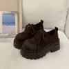 Zapatos de plataforma estilo francés con suela gruesa y punta profunda, estilo retro Birkenstock, nueva colección de otoño 2026, zapatos pequeños de cuero estilo británico con punta ancha