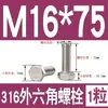 Tornillo Hexagonal Exterior de Acero Inoxidable 316 Perno Hexagonal Exterior M3M4M5M6M8M10M12M14M16M18M20M24