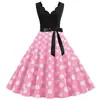 Fuente de fábrica 2021 Moda Patchwork Estampado de Lunares Sin Mangas Burnout Estampado de Lunares Fiesta Vestido de Baile