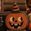 Decoraciones de mesa de madera vintage estilo europeo para Halloween con fantasmas, calabazas y gatos negros para el hogar y escaparates