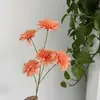 Dalia Crisantemo Artificial Estilo Europeo con Hojas para Decoración de Bodas y Decoración del Hogar