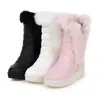 Entrega en una sola pieza zapatos de mujer forrados de felpa Botas de media caña para mujer Estudiante Botas de nieve Blanco 40414243