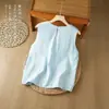 Chal Retro de Algodón y Lino Verano 2026, Top sin Mangas con Bordado Pesado, Estilo Francés para Mujer, Nuevo Top Holgado y Versátil