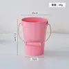 Balde de lata cor de doce, vaso para suculentas, balde de brinquedos, balde de praia, porta-pincéis de maquiagem e canetas, balde criativo para organização de mesa