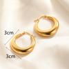 Pendientes circulares de metal sencillos de moda europea y americana con brillantes para mujer, de acero de titanio de alta calidad chapado en oro, elegantes y combinables con todo.
