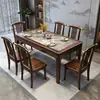Mesa y Sillas de Comedor de Madera Maciza Wujin Chino y Piedra Sinterizada Set de Mesa para el Hogar Mesa Pequeña para Apartamento Mesa Rectangular