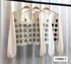Camisa Pequena Ocidental de Tricô Francês com Costura de Chiffon para Outono, Design com Senso de Moda para Mulheres, Bordada, Gola Quadrada Vazada, Top Curto