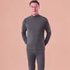 2601 Estilo Algodón Puro 100% Unisex Conjunto de Cuello Alto y Bajo 32 Hilo Alto Térmico Absorbente de Sudor Capa Base
