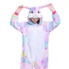 Macacão Infantil Cartoon Animal Outono Inverno Coelho Azul Flanela Unissex Roupa de Casa Quente Com Capuz Versão Espessa
