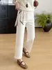 Jeans blancos de pierna recta adelgazantes 26 otoño nuevo elástico en cuatro direcciones de cintura alta cropped rectos con bufanda H082808