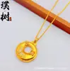 Nuevo Collar Dorado Arena Estilo Chino para Mujer Moda Versátil Sentido del Diseño Colgante Brújula de los Ocho Tesoros Cadena para Clavícula Calabaza Joyería Versátil