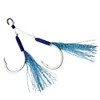 Línea de Nylon Placa de Hierro Gancho Azul Doble Gancho Gancho para Pesca en Barco Par de Ganchos de Placa de Hierro Pesca Lenta de Jigging Pez Negro Bacalao Pesca