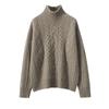 Suéter de Cachemir Grueso de Peso Pesado con Cuello Medio Alto para Mujer, Suéter de Punto Trenzado Color Sólido Holgado Estilo Perezoso para Otoño e Invierno, Capa Base para Mujer