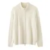 Cardigã de Caxemira 2026 Outono/Inverno Novo Estilo Feminino Gola Meia-Alta Camada Base Elegante Emagrecedor Zíper Casaco