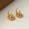 Novos Novos Brincos Estilo Chinês Brinco de Cristal Rosa Pêssego Turquesa Retrô Brincos de Esmalte de Alta Qualidade Exquisitos para Mulheres Atacado