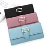 Nueva Cartera Larga para Mujer Estilo Simple y Fresco Cartera Plegable en Tres Secciones de PU, Billetera para Monedas, Portatarjetas Múltiples y Clutch