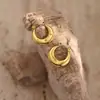 Pendientes Sólidos Martillados Irregulares Geométricos de Acero Inoxidable, Best-Sellers Transfronterizos, Aros Simples y Versátiles, Chapados en Oro de 18 Quilates