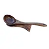 Cuchara de mezcla para ensaladas con mango largo de teca, espátula de madera antiadherente para sartén, cara sonriente, juego de 5+1 cucharas pala, alfombrilla de estante de madera