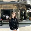 Casaco suéter feminino de estilo casual com bolsos, grosso, novo modelo de outono e inverno, caimento solto, top cardigã de tricô 100% algodão para o dia a dia