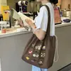 Bolsa de Hombro con Cordón Artística Versátil Bordada Linda Estilo Perezoso Gran Capacidad Colores Dulces Primavera y Verano