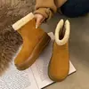 Botas de Nieve Cálidas de Felpa Engrosada para Mujer 2026 Nuevo Estilo Invierno Exterior Zapatos de Algodón Zapatos de Piel de Cordero Suela Gruesa Botines Cortos