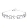 Pulsera Femenina de Oro Blanco de Moda Doble Estrella con Montura Vacía de Cobre para Incrustación DIY de Circonita Redonda, Cabujón de Jade, Imitación 925