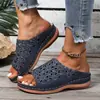 Sandalias de cuña de gran tamaño florales de verano 2025 transfronterizas europeas y americanas para mujer, estilo simple, venta al por mayor en tallas grandes