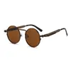 Gafas de sol redondas con resorte estilo Punk Retro para hombre, Gafas de sol metálicas de alta gama europeas y americanas de tendencia transfronterizas para mujer