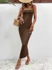 Verão Americano Novo Transfronteiriço Feminino Sexy Costas Nuas Slim Fit Quadril Vestido de Noite vestido Vestido Longo Feminino