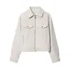 Punto de Exportación Transfronteriza 2025 Estilo Europeo y Americano Otoño Nuevo Moda para Mujer Chaqueta con Cremallera Suave Tops