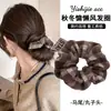 Goma para el pelo floral marrón, elegante y a la moda, con diseño de cuadros para mujer, nuevo estilo 2026, accesorio para el pelo de tela de alta calidad