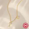 Plata de ley 925 delicada cruz de flor diamante cadena para clavícula de alta calidad estilo francés europeo y americano temperamento collar de personalidad INS