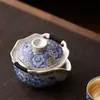 Caneca de Prata de Alta Qualidade Yu Jian com Padrão Verde, Bule de Mão, Caixas de Presente, Um Bule com Duas Xícaras, Estilo Estético Palaciano, Presentes para Casa