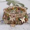 Pulsera de Moda con Colgante de Mariposa para Mujer, Elástica Multicolor de Múltiples Capas Set de 4 Piezas Pulsera al por Mayor, Fuente de Venta Caliente de Aliexpress