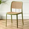 Cadeira de plástico, cadeira de jantar espessa, para uso doméstico, trama de rattan, empilhável, cadeira de jantar para restaurante ao ar livre com encosto, cadeira de mesa para lazer