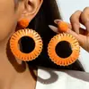 Joyería de Estilo Europeo y Americano, Pendientes de Girasol de Rafia Hechos a Mano, Pendientes Grandes Exagerados de Flor, Joyería de Estilo Festivo al por Mayor