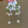 Pendientes de Botón de Flor de Pedrería Estilo Retro de Corte Cristal Perla para Mujer Lujo Ligero Sensación de Alta Gama Diseño Único de Nicho Joyería para Orejas
