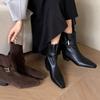 Botas Western Cowboy de Couro Genuíno Estilo Francês Design de Nicho Botas Curtas Camurça Estilo Coreano Moda Outono/Inverno para Mulheres