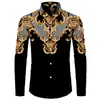 Nueva Moda de Primavera y Otoño Camisa Casual para Hombre con Cuello y Manga Larga con un Diseño Digital Vintage de Alta Gama