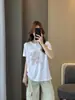 Zedaijiayi 26ª Nueva Colección Primavera/Verano Cuello Redondo Casual Versátil Estampado de Conejo Rosa Oso Top Holgado de Manga Corta para Mujer