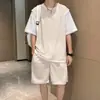Traje Informal Deportivo de Dos Piezas Falsas de Waffle con Pantalones Cortos de Manga Corta Traje de Dos Piezas Moderno Atractivo para Hombre