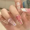 Adesivos de Unha que Melhoram a Pele, Adesivos de Unha de Desenho Animado, Unhas Postiças Feitas à Mão de Gatinho, Manicure Francesa Longa, Ferramentas para Aparar Unhas