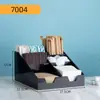 Portavasos de Papel Acrílico Caja de Almacenamiento para Tapas y Popotes Tienda de Café y Té con Leche Bar Estante de Almacenamiento para Suministros Desechables Comercial