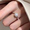 Anel de corrente de imitação de diamante quadrado de alta qualidade estilo coreano para mulheres, nicho de luxo acessível de alta qualidade, moda requintada, versátil, anel de dedo indicador