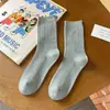 Calcetines 100% Algodón Puro, Color Sólido Casual Cálidos Engrosados para Todas las Estaciones de Media Pantorrilla, Calcetines de Longitud Media Completamente de Algodón, Versión Coreana al por Mayor