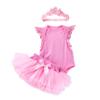 Conjunto de tres piezas de ropa sin mangas para bebé niña de 0 a 2 años, falda y pantalones de malla, venta directa de fábrica, verano 2024