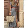 2020Ebay Aliexpress Wish Vestido Floral de Moda para Mujer de Estilo Bohemio con Cuello en V de Gran Venta