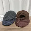 Gorra de Visera Nueva Retro a Cuadros Estilo Japonés para Mujer, Versión Coreana, Moda Versátil Artística Casual Vanguardista Gorro Boina Pato