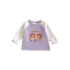 Bonita capa base forrada de forro polar para niñas, colección otoño/invierno 2026, top de color block de dibujos animados para bebés, ropa de invierno para niños, zdy6567