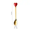 Tenedor y Cuchara de Acero Inoxidable con Mango de Cerámica en Forma de Corazón, Estilo Lindo para Postre, Fruta, Té de la Tarde para Niñas, Cucharita de Café